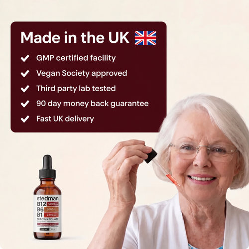 Made in the UK, GMP certified, Vegan Society approved, third party lab tested