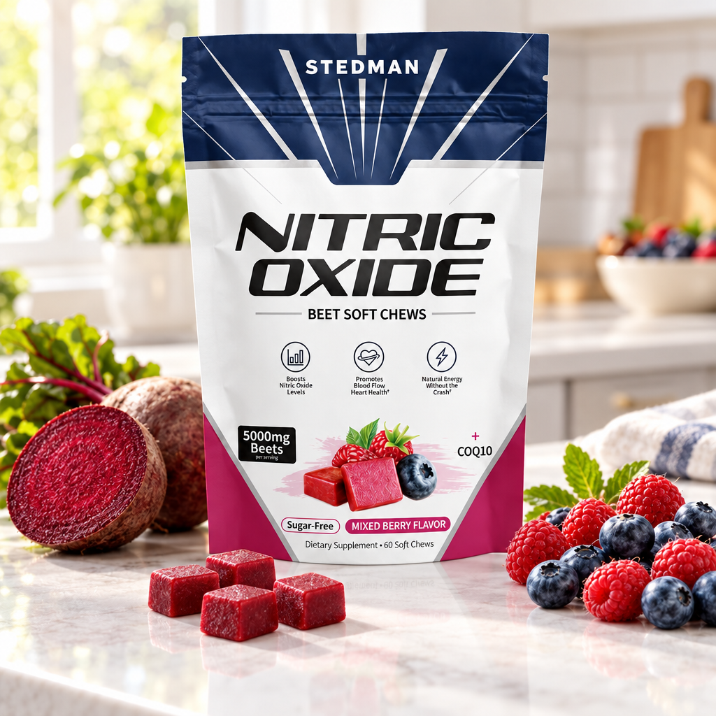 Nitric Oxide Beet Chews with fresh beets and berries